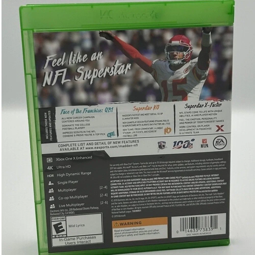 EA‎ Sports Madden NFL 20 Xbox One Standard Edition Green Excellent Football Game